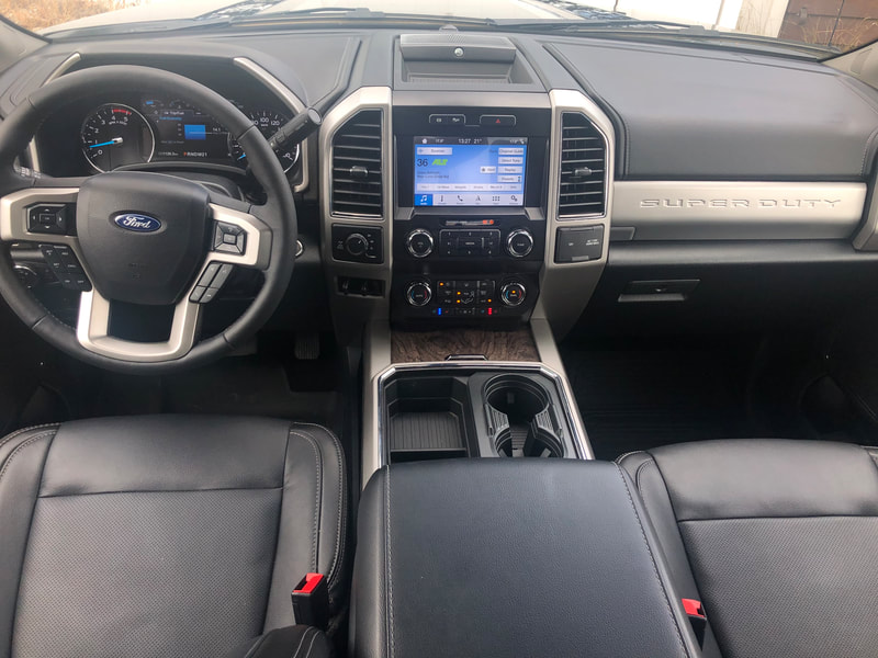 ford f350 super duty interior control center console large display screen leather seat chrome auto wiper auto lights